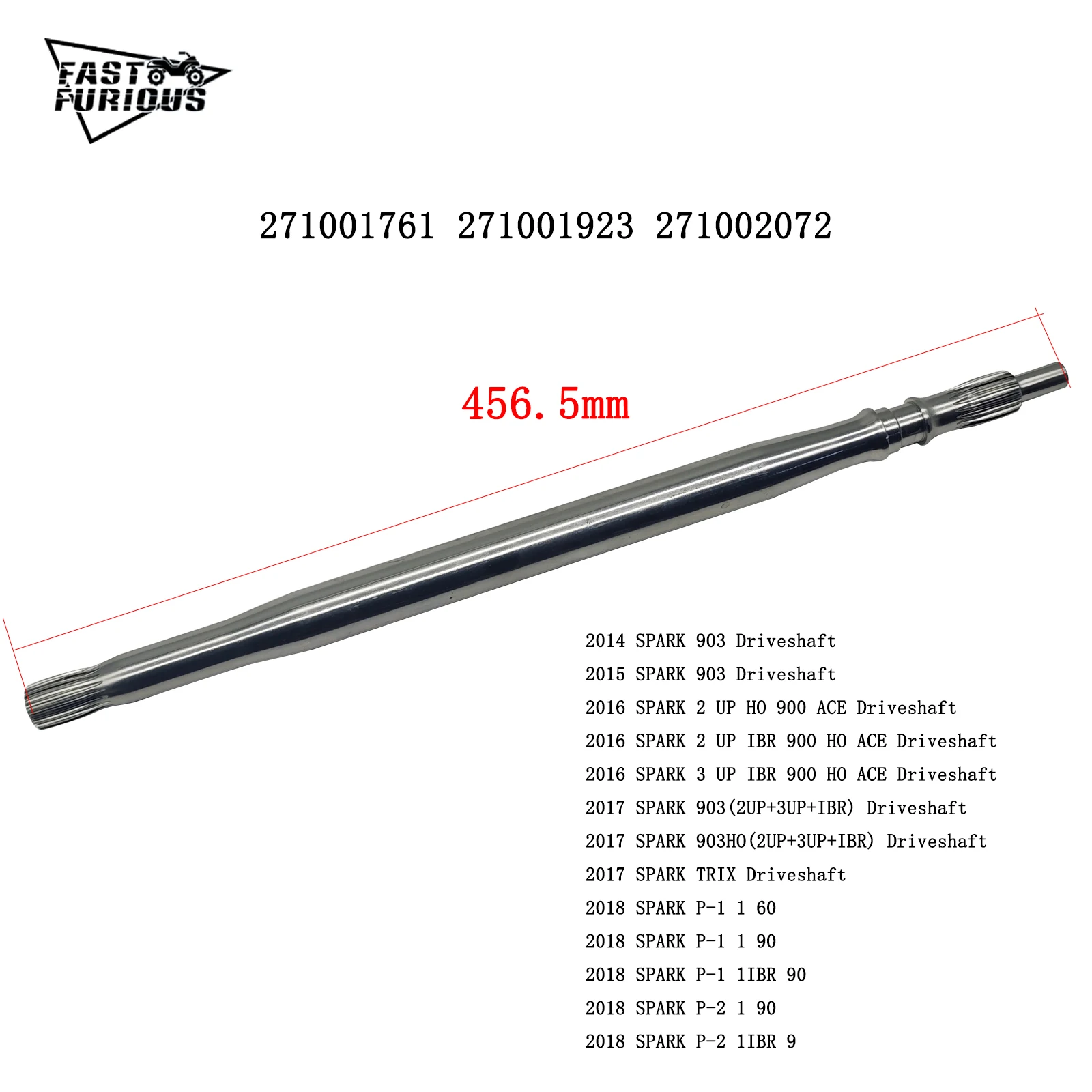 

Приводной вал Spark 271001761 271001923 271002072 для морских моторных лодок 900 Spark, длина 456,5 мм