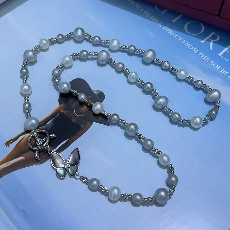 

Сексуальное черное ожерелье из ракушки-бабочки OT с застежкой из натурального жемчуга 5-9 мм, приблизительный натуральный жемчуг