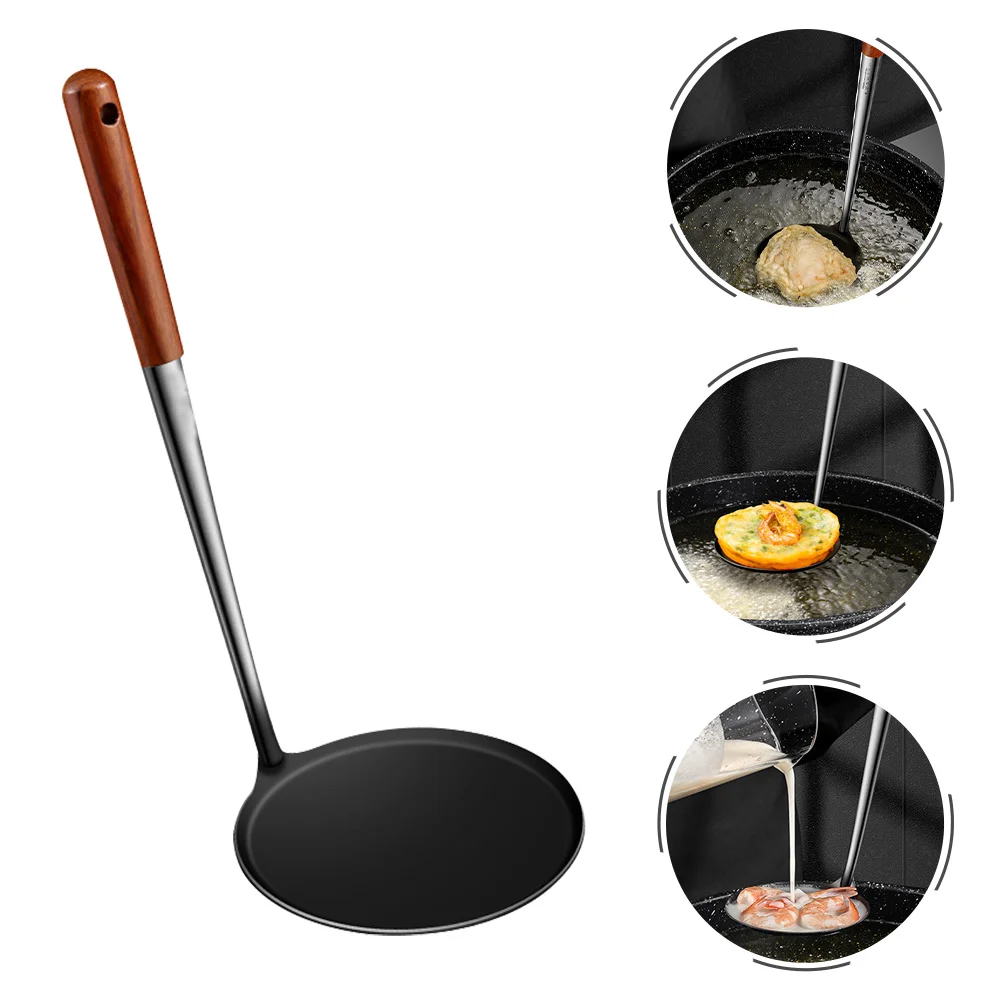 

Stainless Steel Saucepan Cake Spoon Fried Mold Flat Frying Kitchen Cooking Utensil Home Handle Essentials Woks of woks