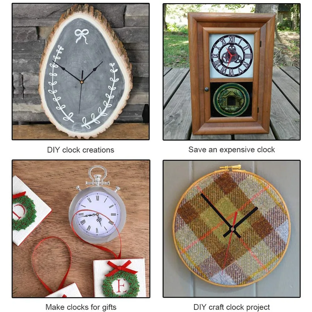 آلية حركة ساعة الحائط الكوارتز الصامتة التي يمكنك صنعها بنفسك مجموعة استبدال أجزاء إصلاح غير موقوتة مع 4 أزواج من الأيدي