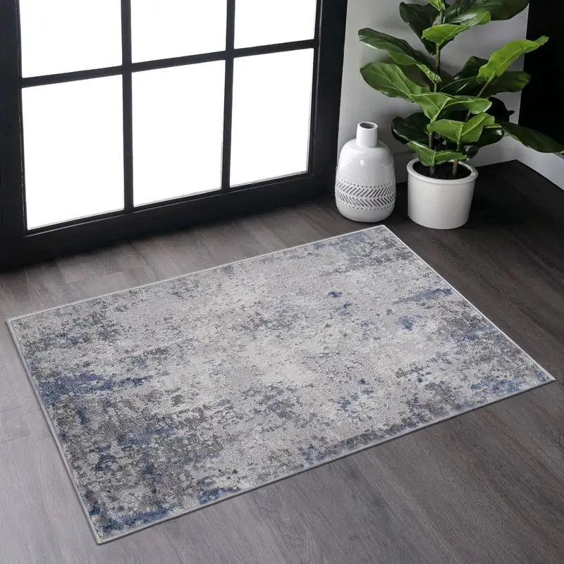 

Stylish Silver Blue Abstract Non-Shedding Area Rug for Living Room Bedroom Dining Home Office, Stain Resistant 2x3 Ft