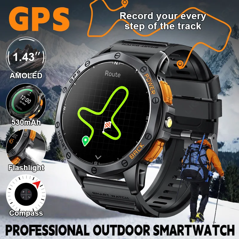 

LIGE Новые GPS-трекинговые умные часы для мужчин, 4 ГБ памяти, AMOLED-экран, пульсометр, Bluetooth-вызов, уличный компас, водонепроницаемые умные часы