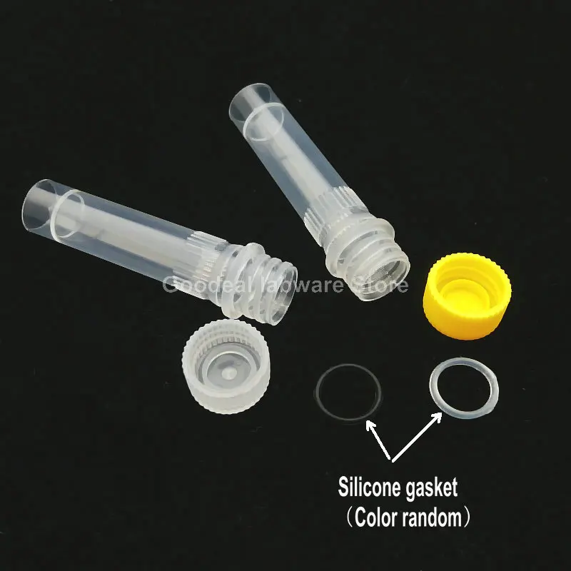 100pcs/lot 1.5ml Plastic Frozen storage tube,Lab freezer tube subpackage vial with silicone gasket