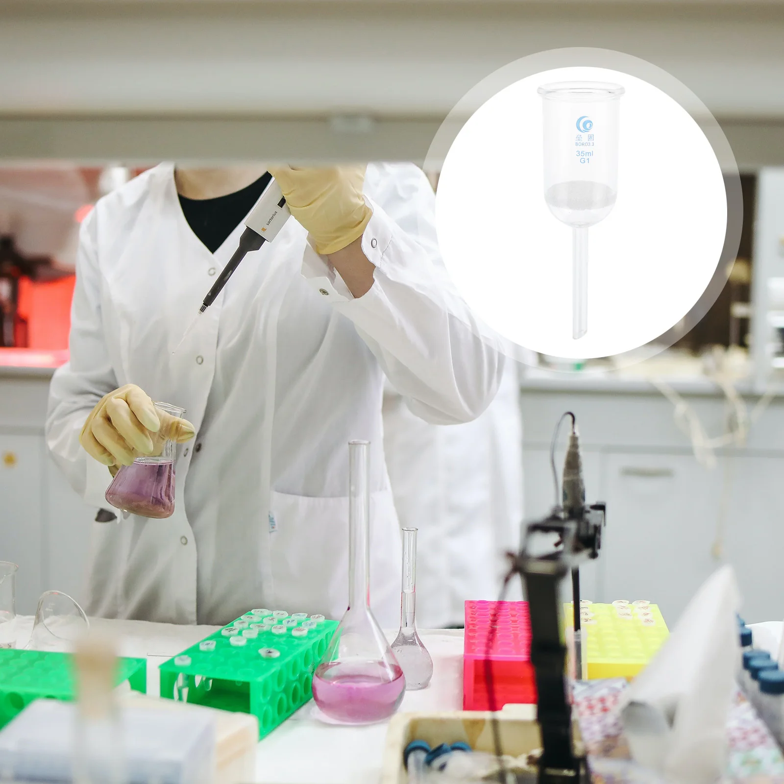 

Acid Resistant Glass Funnel Sand Core Design Laboratory Filtering Funnel for Experiment Lab Glassware Equipment