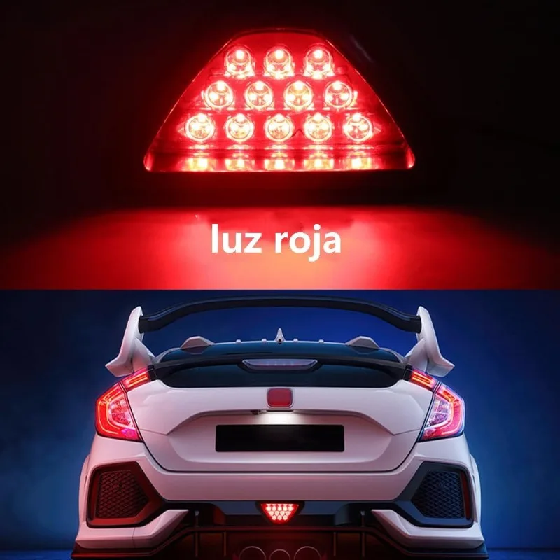 12LED Universal Brake Signal Lamp F1 Style Triangle Sporty Rear Fog Light Tail Third Brake Lamp DRL For JDM BBA Rust-proof
