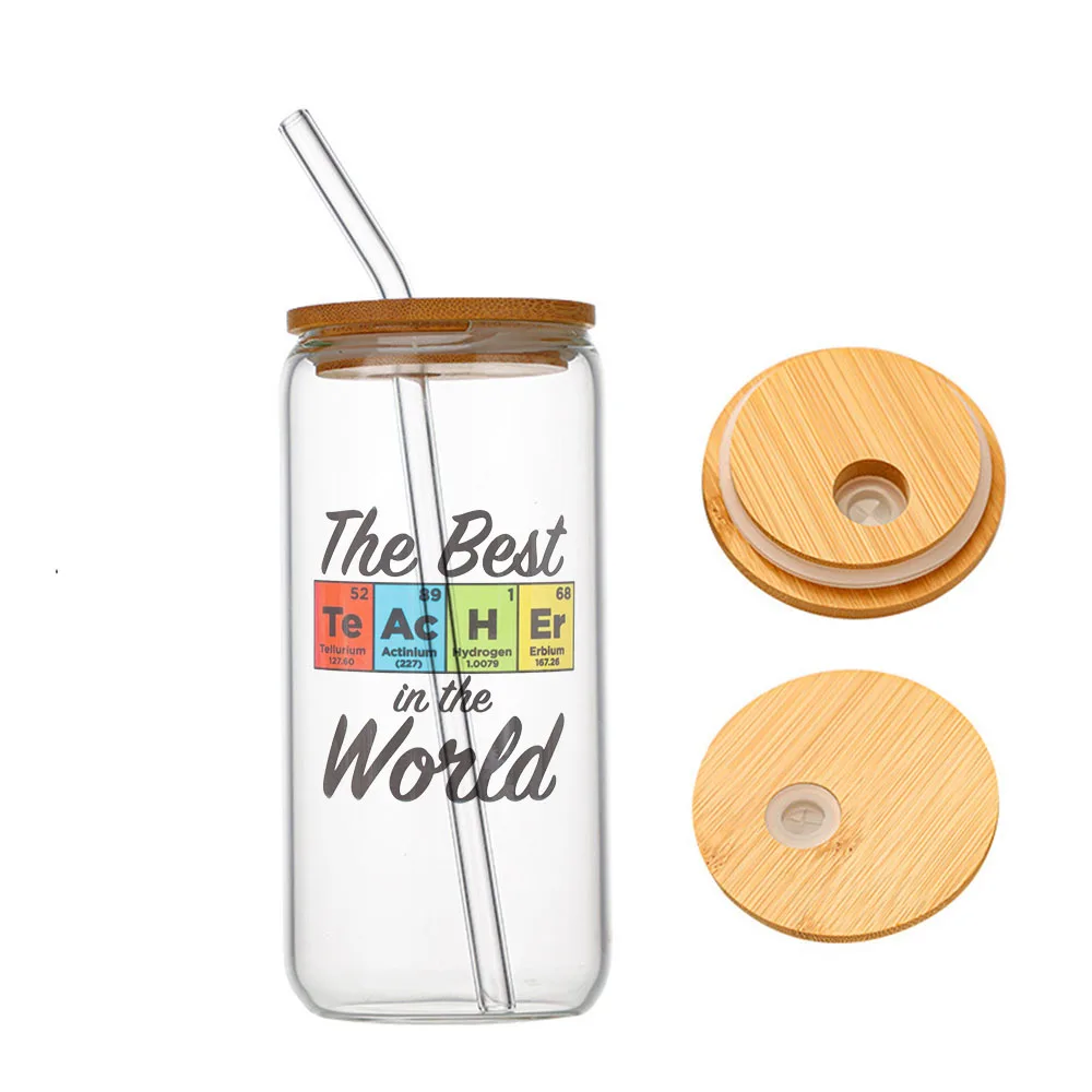 

The Best Teacher In The World Glass For Heat Resistant High Drinking Cup With Straws Lids 16 oz