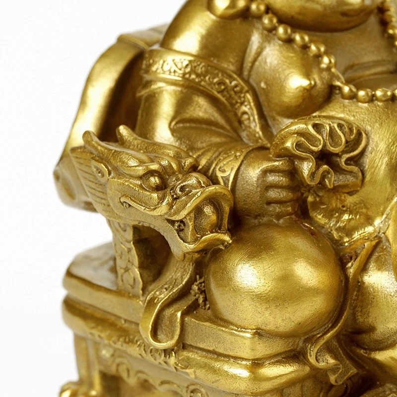 Golden Laughing Buddha Statue Chinese Feng Shui Lucky Money Maitreya Buddha Sculpture Figurines Home Garden Decoration Statues - Image 4