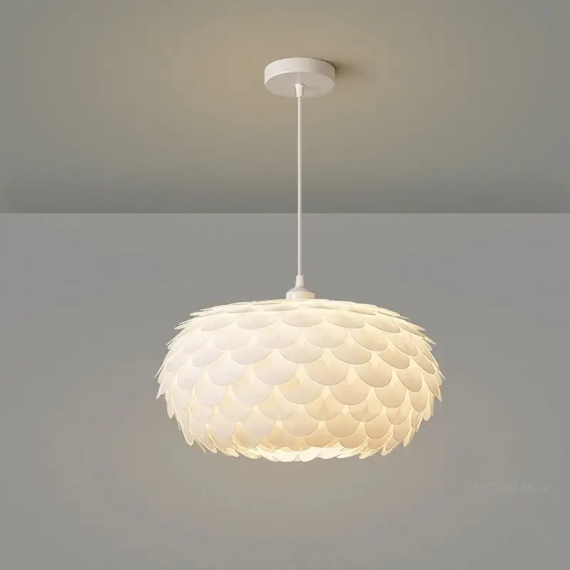 

GHJUYIOL Cream style bedroom lamp, dining room pendant lamp, corridor pendant lamp, master bedroom fish scale ball lamp