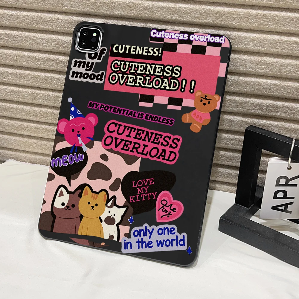 Matte Cute Kitty Case For iPad A16 10th 11th Gen iPad Air 13 11 2 9.7 iPad Pro 11 2025 12.9 13 10.5 9.7 iPad Mini 4 2024 Cover
