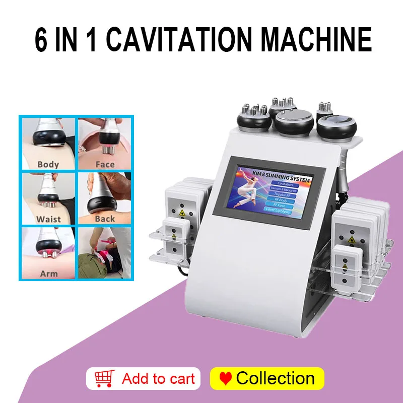 Beauty 6 in 1 Vacuum Cavitation Slimming Machine 40K Ultrasonic Liposuction Machine for Beauty Salon Spa Skin Care Tools