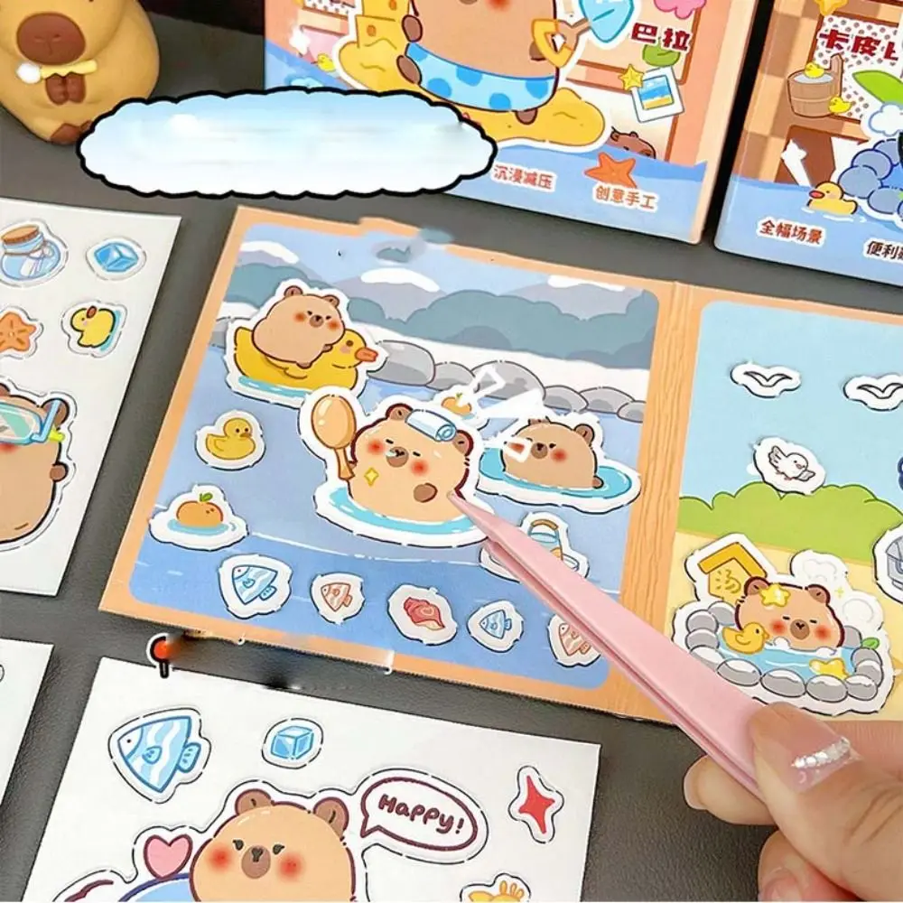 Montessori Handmade Magnetic Quiet book Paper Cartoon Capybara Sticker Book 3D Toy DIY Kids Busy Book Toy Toddlers