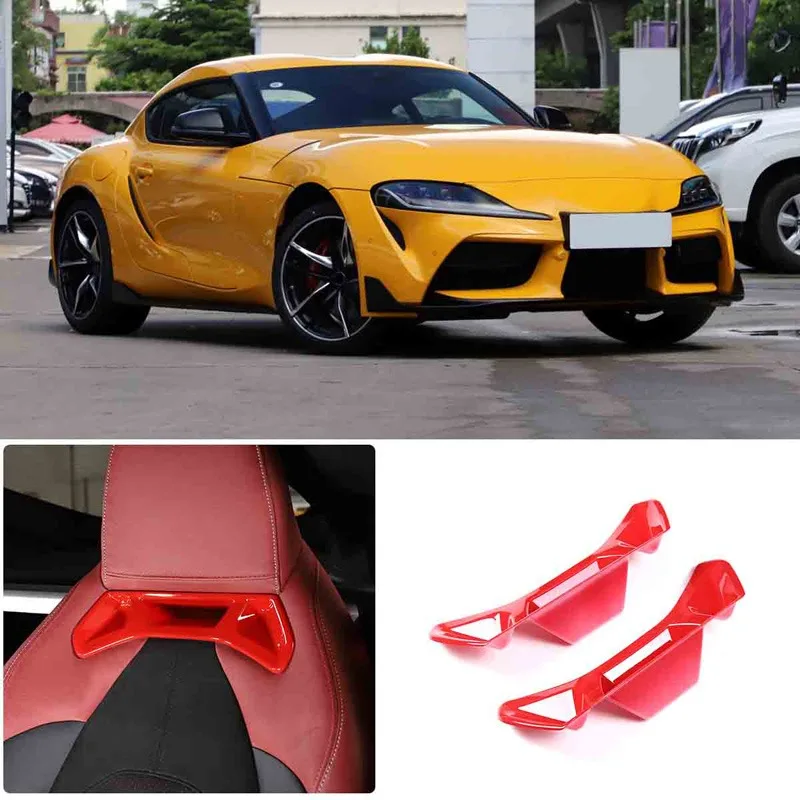 لتويوتا GR Supra A90 2019-2022 ألياف الكربون الأحمر نمط سيارة المقعد الأمامي الخلفي غطاء الكسوة ملصق اكسسوارات السيارات الفقرة السيارات