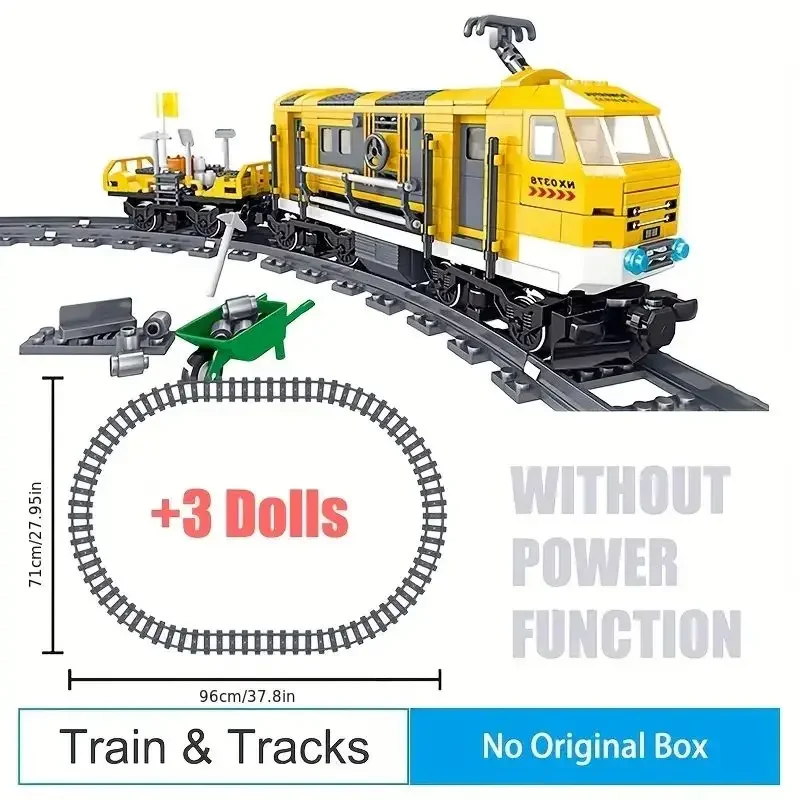 Technical Electric Train Sets City Cargo Steam Railway Engineering Tracks RC Car Building Blocks Toys For Children Boys Gifts