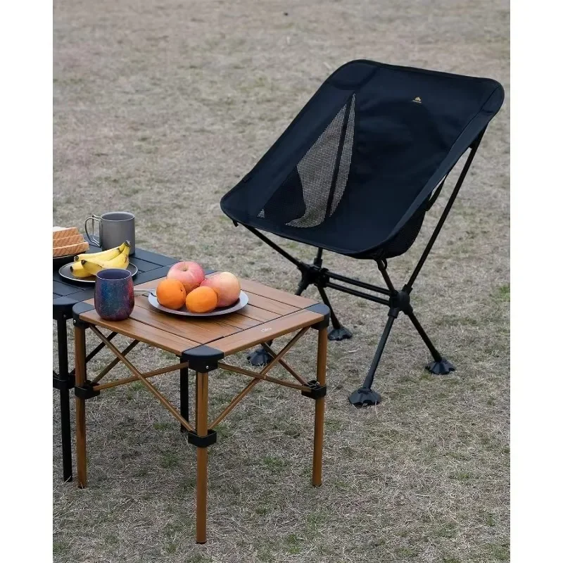 Lightweight Stable Alu. Folding Square Table Roll Up Top with Carry Bag for Camping Picnic Backyards BBQ