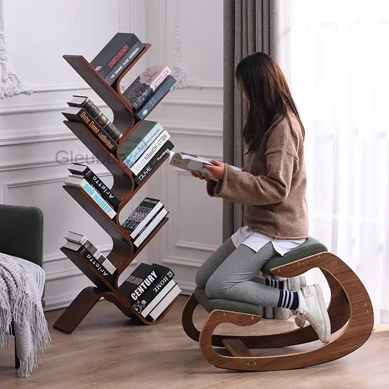 Kreatives Zimmerregal für den Nachttisch, Baumförmiges Bücherregal aus Massivholz, Freistehendes Aufbewahrungsregal für Bücher und Zeitschriften