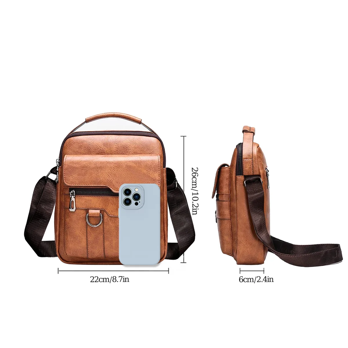 2024 Summer New Vintage Men Crossbody Bag Leather Shoulder Bag For Men Handbags Brown Black Business Messenger Bag Male Flap