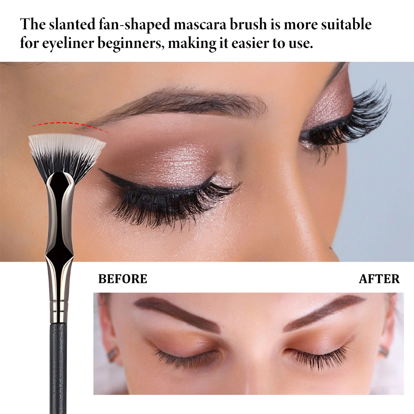 Eyelid Mascara Fan Brushes Lash Fan Brush, Lash Fan Brush, Sobrancelha angular dobrada, Facial Fan Brush para maquiagem, Natural Lifted Effects, Enhance Lower Lashes