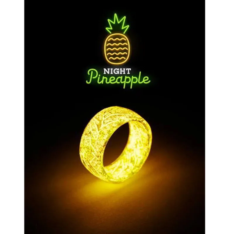 Hot Sale Trendy Cool Color Changing Ring Resin Luminous Crackle Tropical Fruit Rings Creative For Men Women Gift