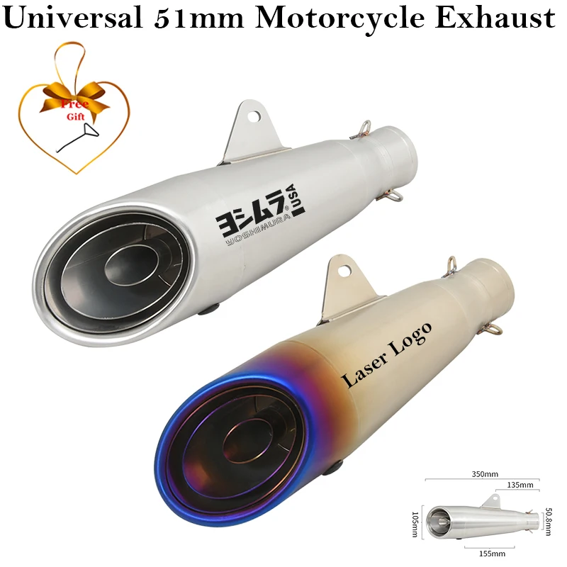 Universal 51mm Motorcycle Exhaust System Modified GP Moto Escape For R25 Z900 S1000RR R6 CBR1000 MT07 Nmax155 MT09 R1 Muffler