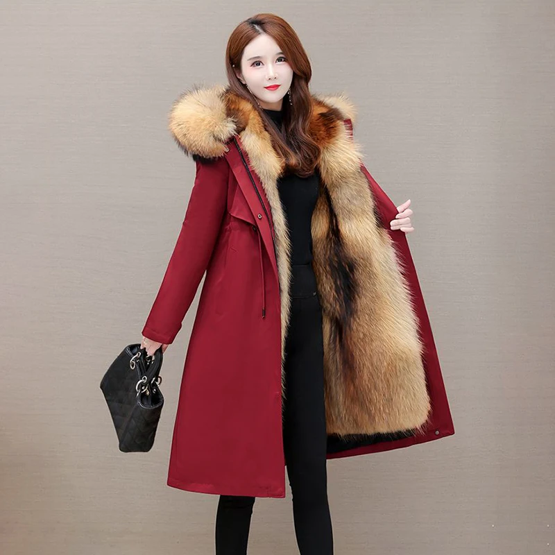 2023 Hew Korean Version Of Mao Mao Fur Coat Has A Versatile Temperament And Long Fashion Hooded School Overcomes Tid