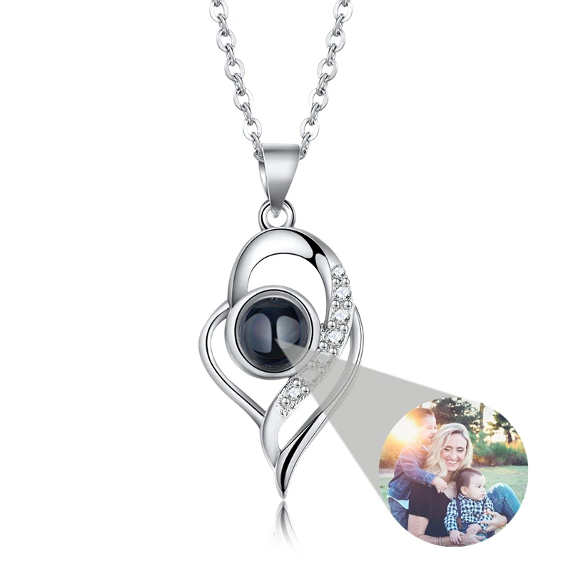 

Heart Pendant Necklace for Women Custom Photo Projection Photo Necklace Girlfriend Birthday Personalized Gift Memory Jewelry