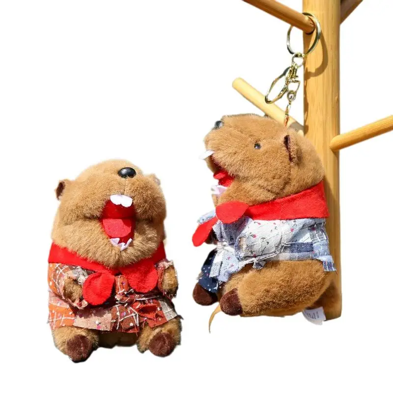 Porte-clés poupée en peluche marmotte réaliste, mignon, pendentif Animal en peluche, sac à dos, tentures, cadeaux de décoration