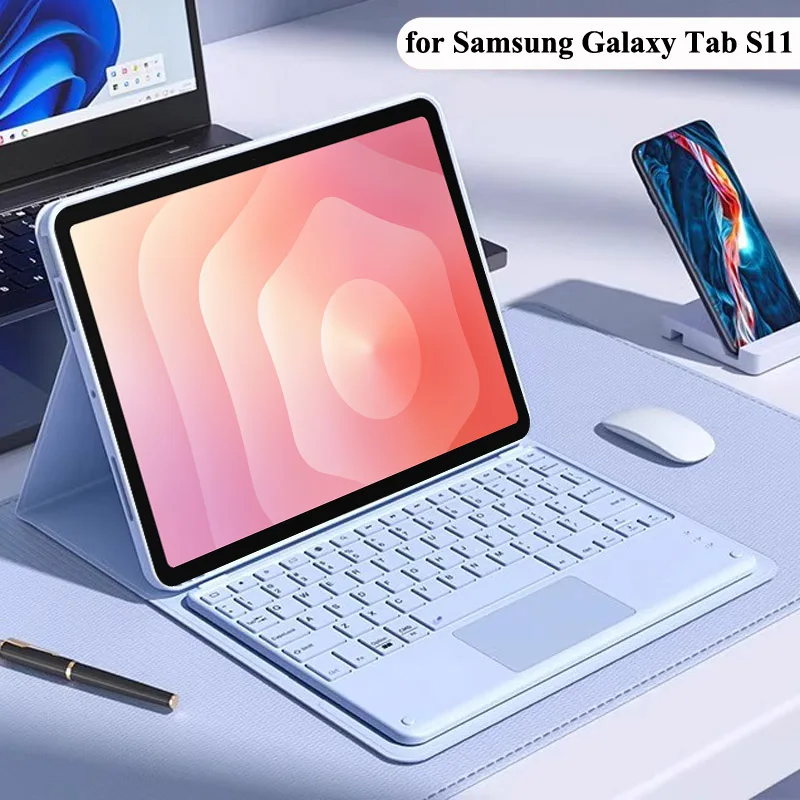 

Чехол с клавиатурой для планшетов Samsung Galaxy Tab S11, 11-дюймовый чехол с клавиатурой Bluetooth для Tab S11 SM-X730 SM-X736B, аксессуары