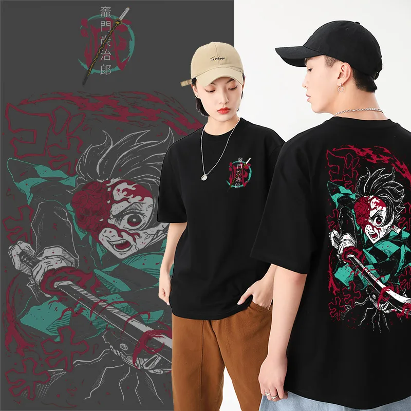 

Demon Slayer Blade Peripheral T-Shirt Men's Summer Second Dimensional Clothes Anime Pain Clothes Stove Gate Tanjiro Short Sleeve