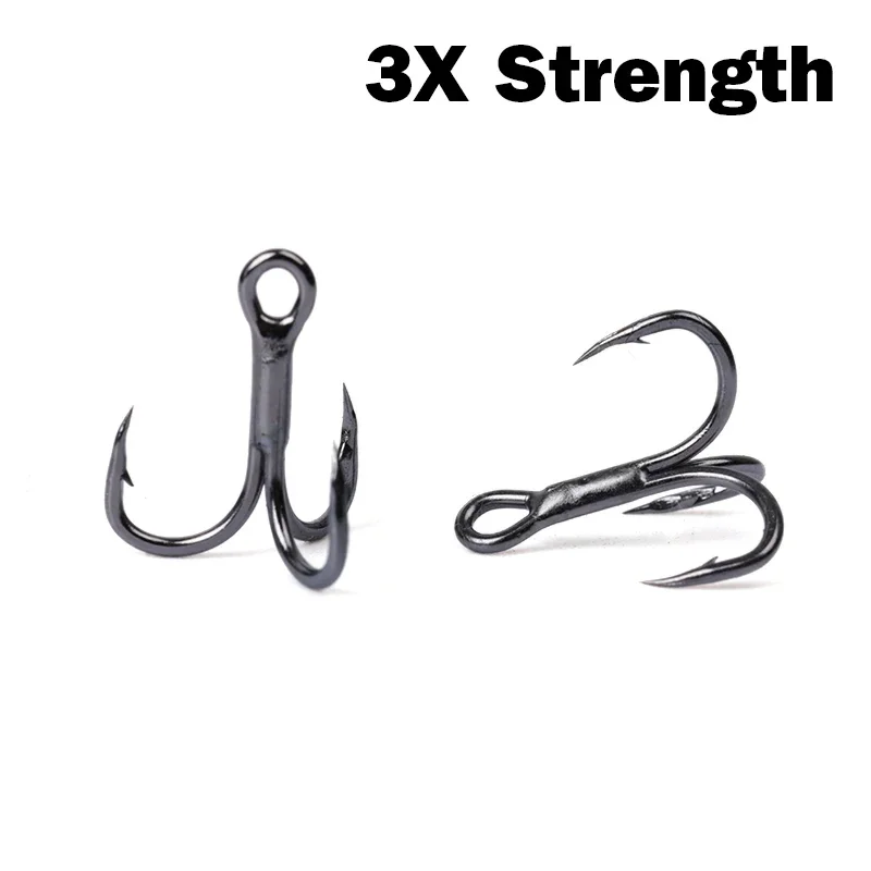 OUTKIT 10pcs 3x BLOOD SLOT Strong Super Sharp Round Treble Hook Antirust High Carbon Steel 10-18# Treble Hooks Fishing Tackle