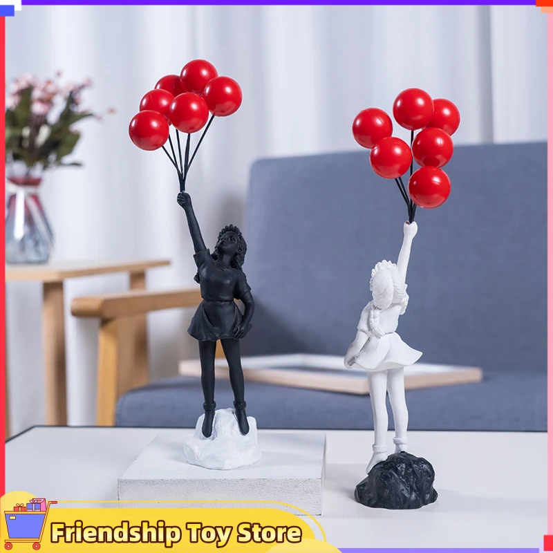 Cute Model Doll Balloon Girl Living Room Decoration Room Decorations Home Entrances Desktop Creative Resin Gifts