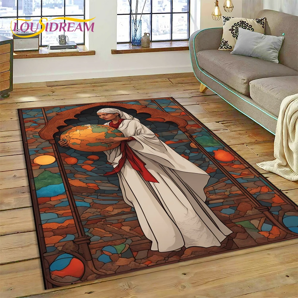 Cartoon Africa Ethiopian Custom Painting Art Carpet Rug for Bedroom Living Room Home Sofa Decoration,kids Large Decor Floor Mat