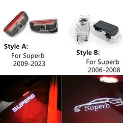 Luz Led con logotipo para puerta de coche, lámpara de bienvenida láser HD para Skoda Superb B6 B8 3V 3T 2006-2008 2009-2018 2019, accesorios de coche, 2 piezas