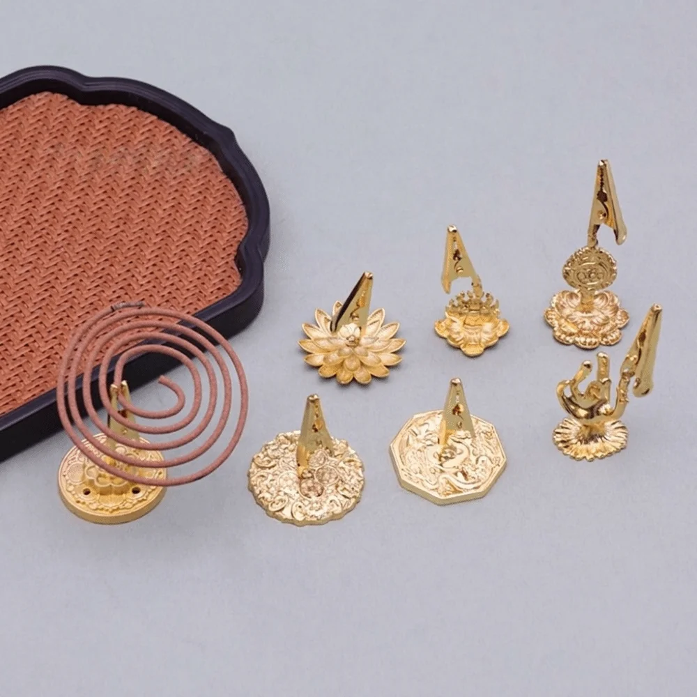 Elegant Mini Lotus Incense Stick Holder Non-slip Flat Bottom Fragrance Clip Vintage Ash Catcher Aromatherapy Burner Washroom