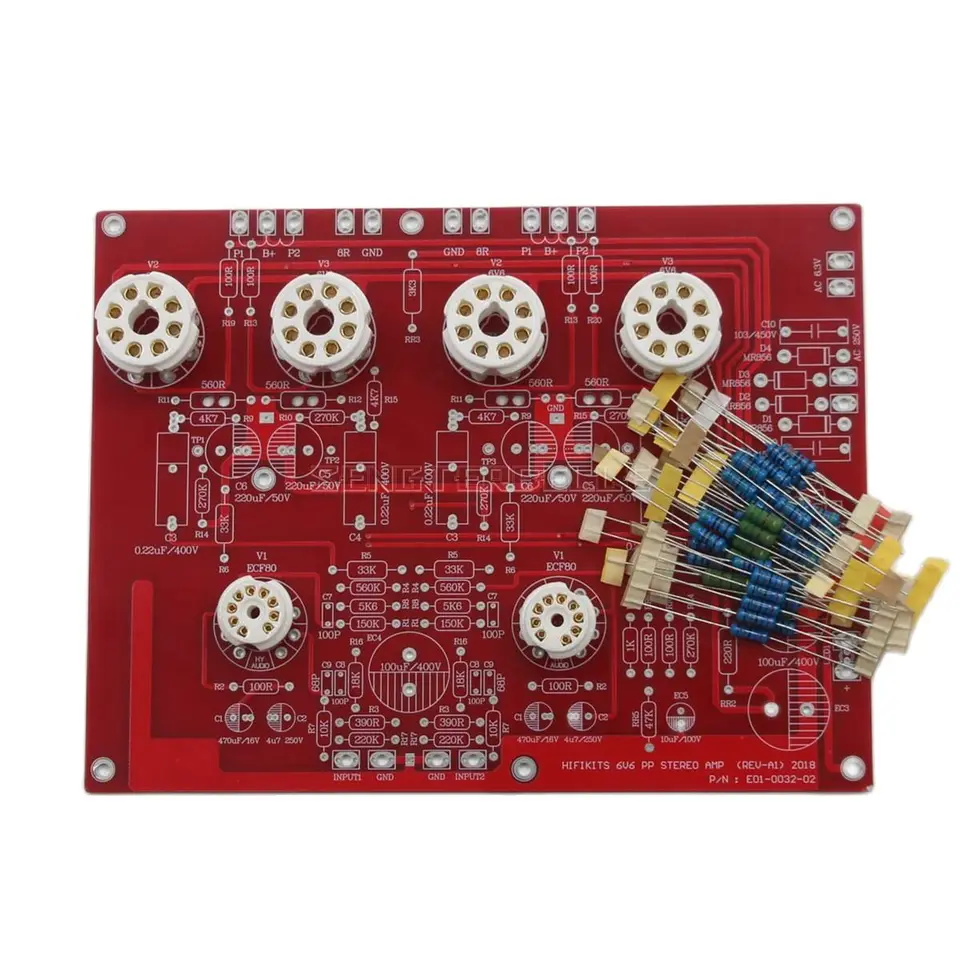 6V6プッシュプルオーディオアンプpcbハイファイステレオ真空管アンプ