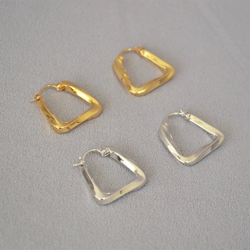 

Brass With 18k Gold Small Size Geo Earrings Women Jewelry Party T Show Gown Runway Rare Korean Japan Trendy INS Boho