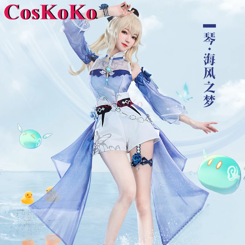 

CosKoKo Jean Cosplay Game Genshin Impact Costume Dream Of Sea Breeze Skin Sweet Swimsuit Halloween Party Role Play Clothing S-L