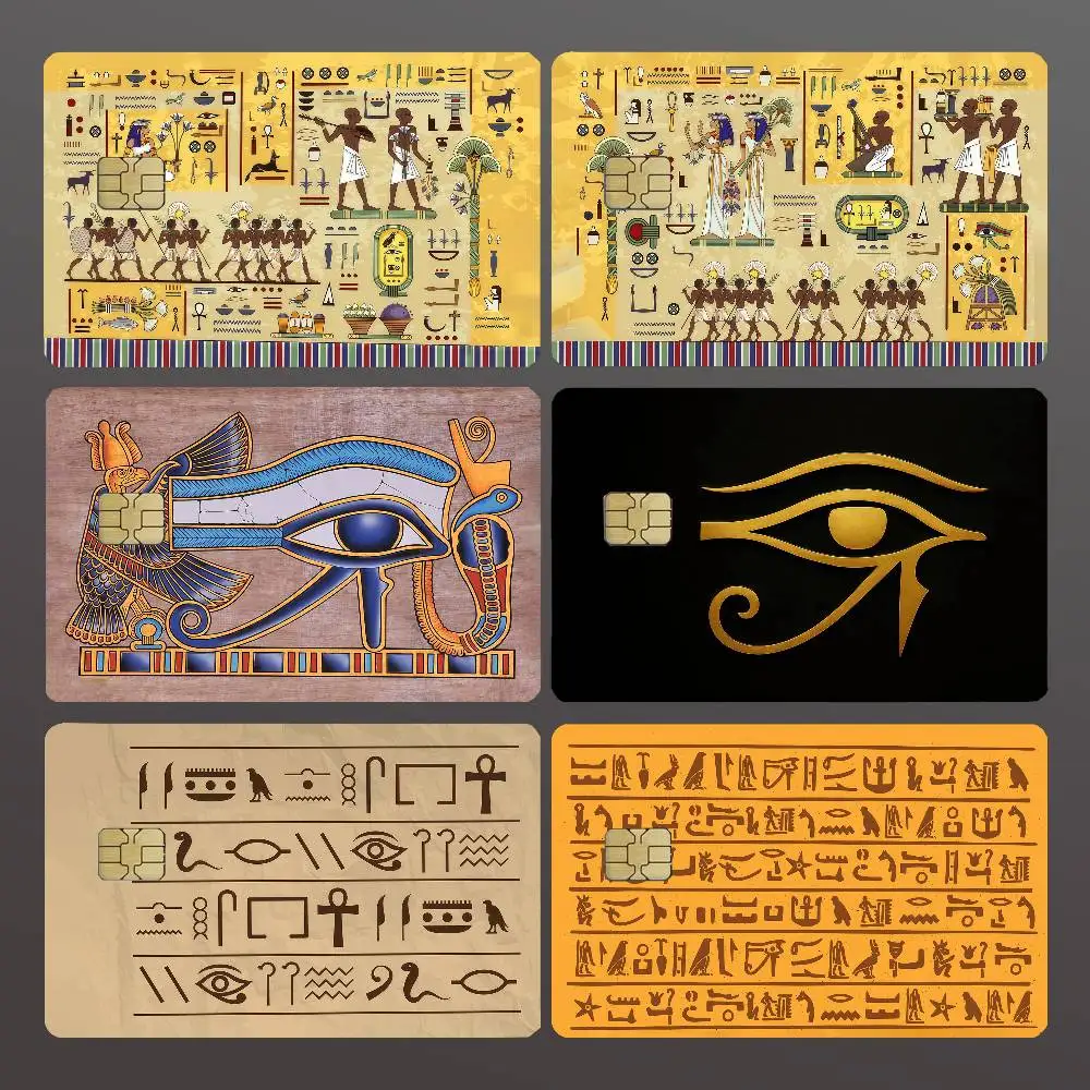 Ancient Egypt Hieroglyph Credit Skin Cover Card Stickers 4PCS Film Bus Pass Front Decoration Bank Debit Waterproof