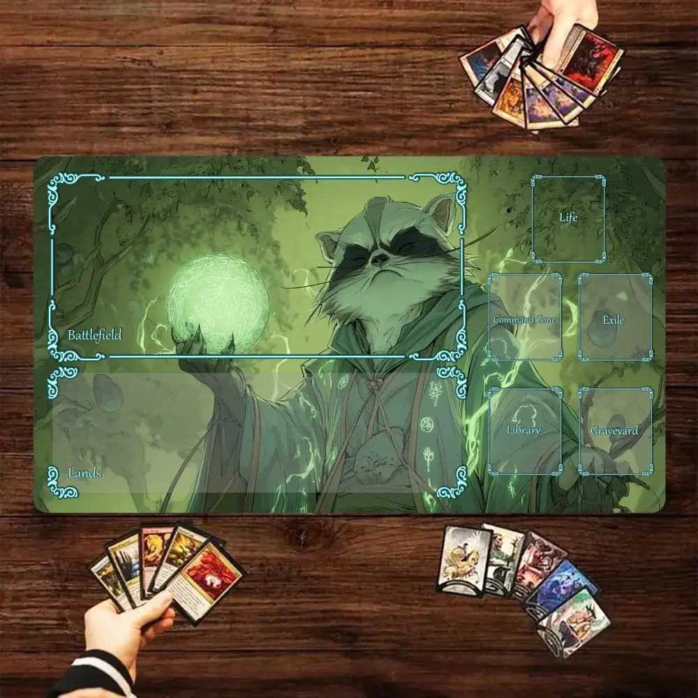 

Фэнтезийный аниме-стиль енот дизайн MTG Playmat Magic Card Battle Mat 35X60CM игровые коврики для сбора Tapete Magic mtg Card Pad