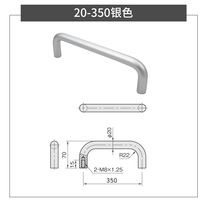 U-förmiger runder Griff aus Aluminiumlegierung, industrieller Schrankgriff mit hoher Tragfähigkeit, große Lochabstände 200/250/300/350/400 mm – Detail 12