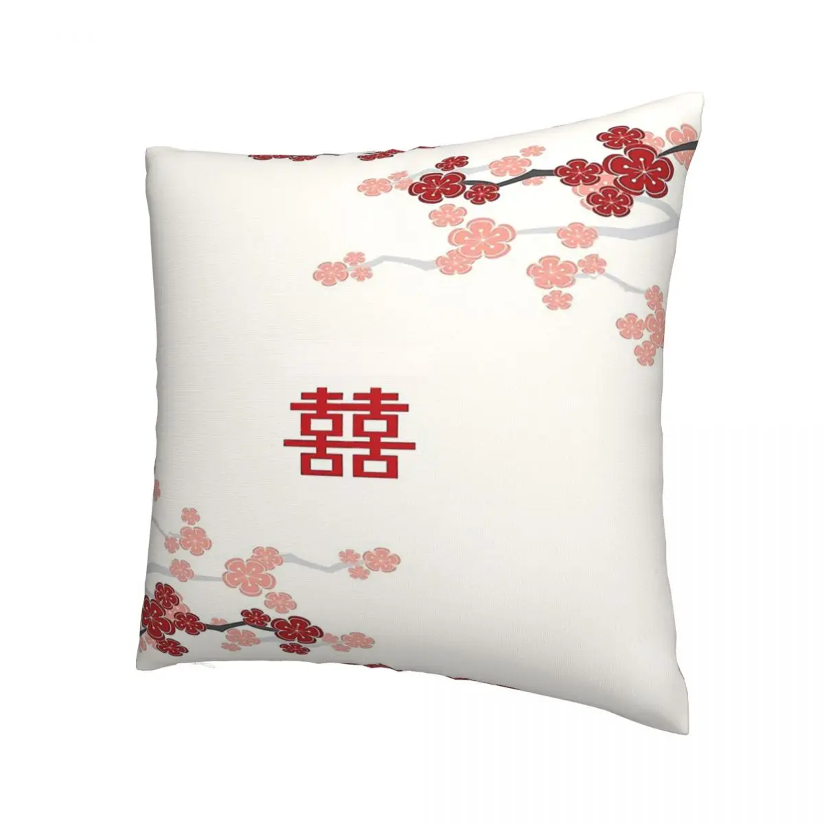 Red Oriental Cherry Blossoms On Ivory And Wedding Throw Pillow Case Backpack Hugpillow Case DIY Printed Fashion For Chair Decor