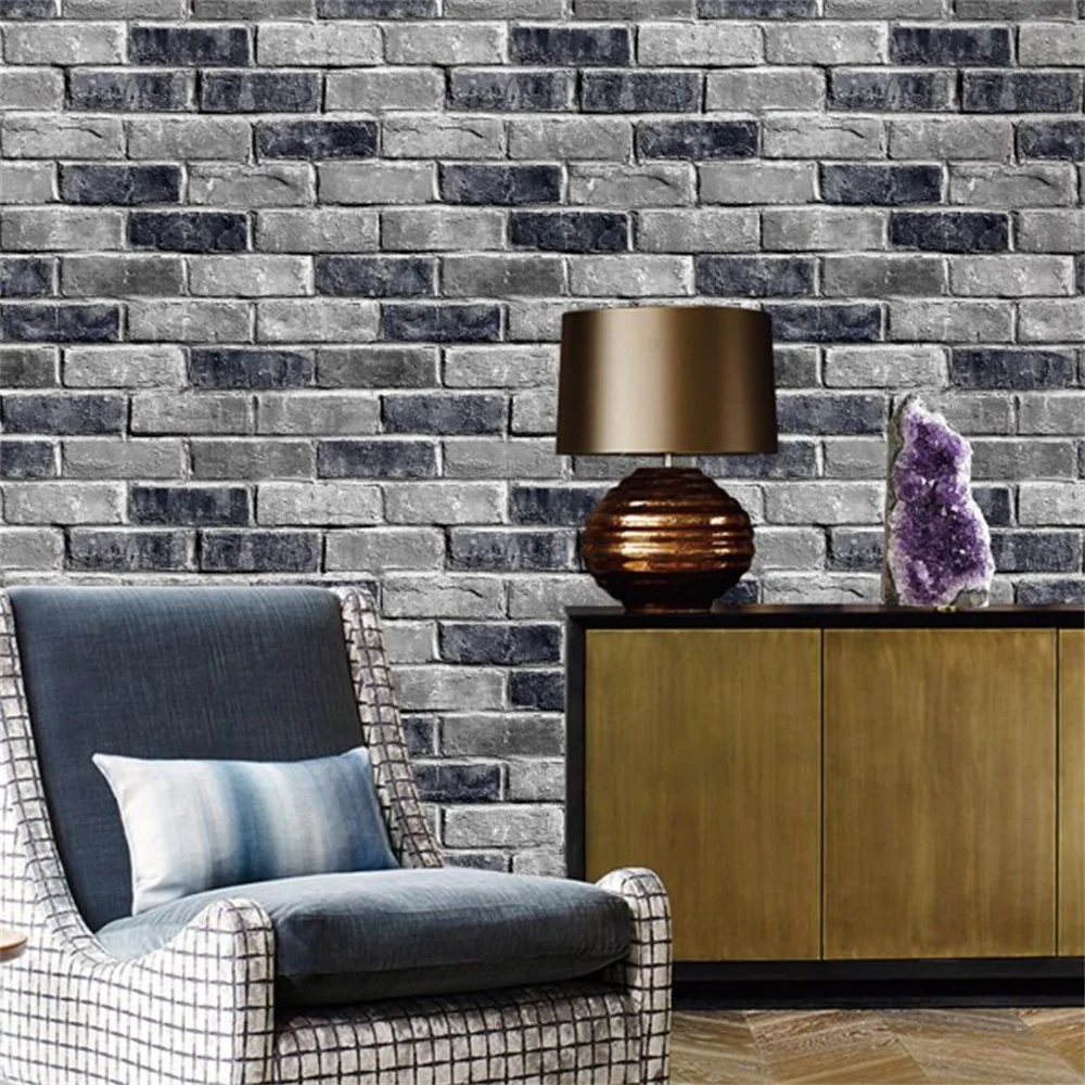 

Vintage Faux Grey Brick Wallpaper Shop Clothing Store Culture Stone Background Wallpaper Restaurant Industrial Papel De Parede