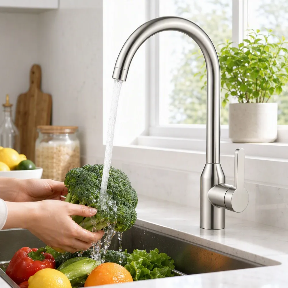 Nickel Brushed 304 Stainless Steel Kitchen Faucet Hot and Cold Vegetable Basin Dishwasher Splash Proof Hot and Cold Faucet