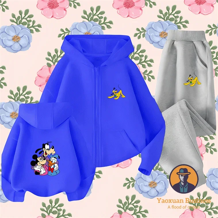 جديد ديزني بنين بنات أطفال زمم هوديي مجموعة لطيف الكرتون المطبوعة الدافئة يندبروف الخريف الشتاء الأزياء #5