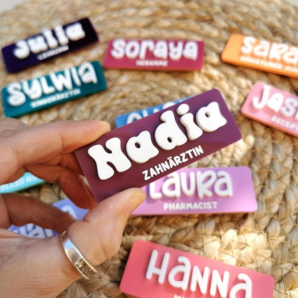 Personalized Name Brooch Badges Acrylic Custom Name Work Badges Pins Doctor Teacher Intern Cafe Job Brooch 40 Color Options - view 3