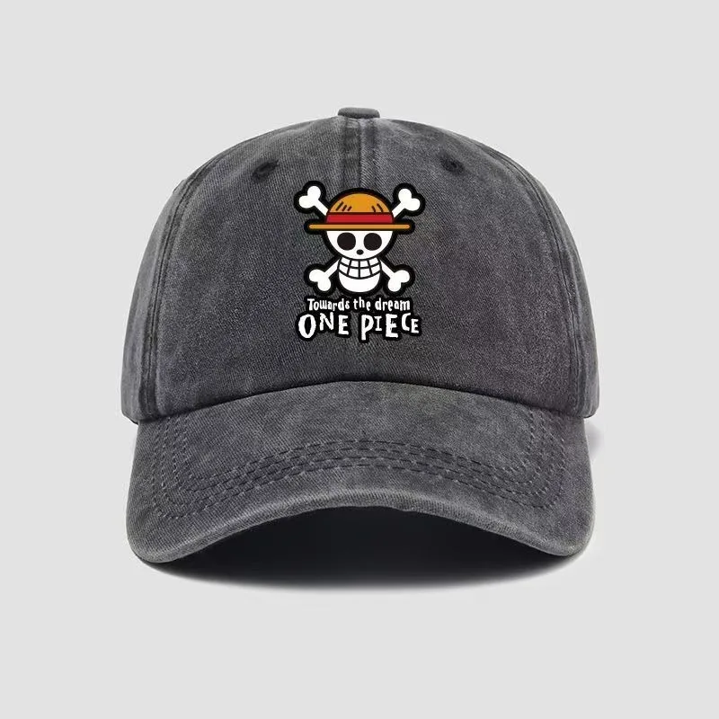 

One Piece Creative Skull Print Soft Top Cotton Baseball Cap Kawaii Animation Outdoor Sunscreen Casual Sunshade Peaked Cap Gift