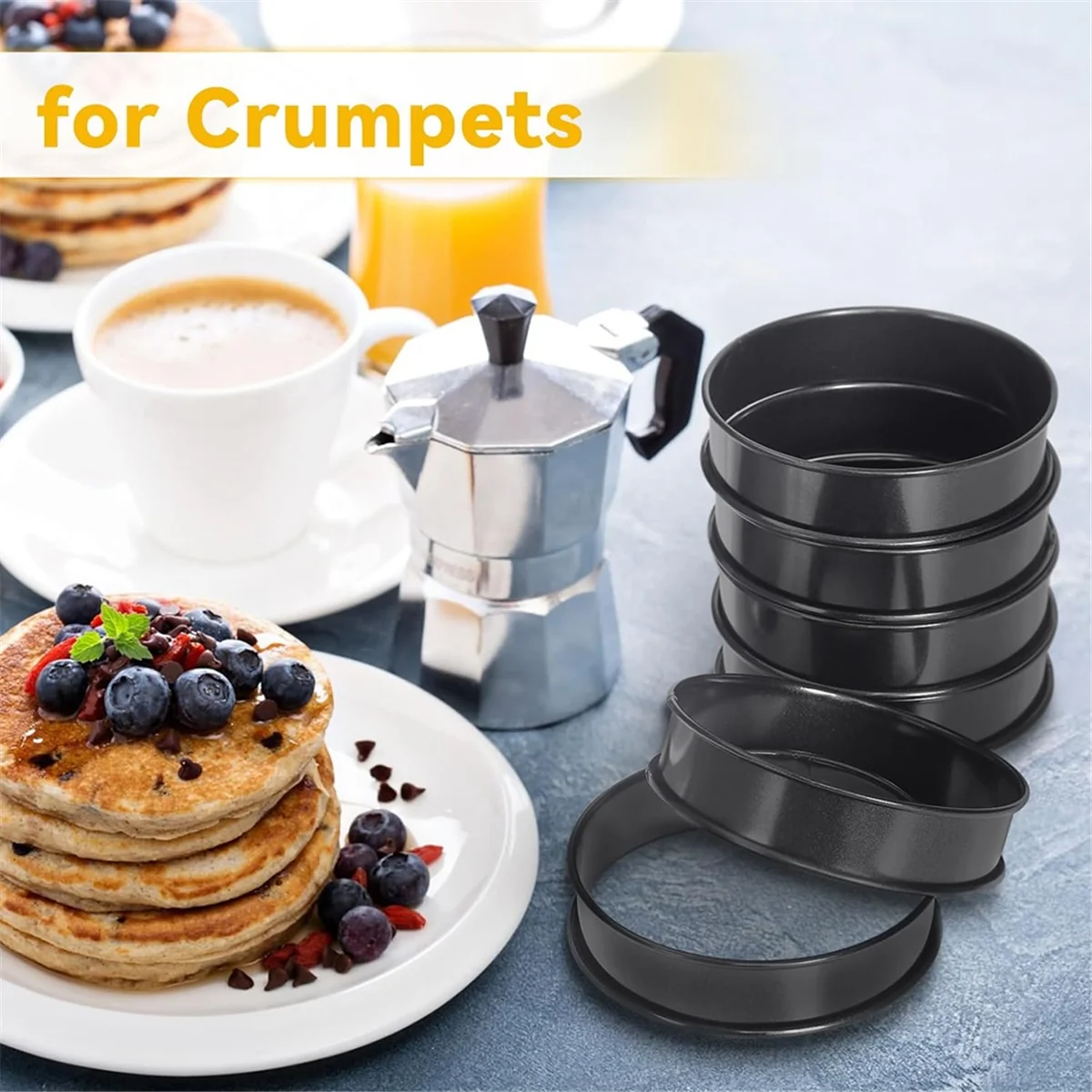 6 قطع من حلقات البجائر، 4 بوصة مزدوجة المدرفلة من الفولاذ المقاوم للصدأ على شكل كعكة مستديرة تورتة على شكل بيضة كوكي، قالب حلقات برغر للخبز والطبخ HY