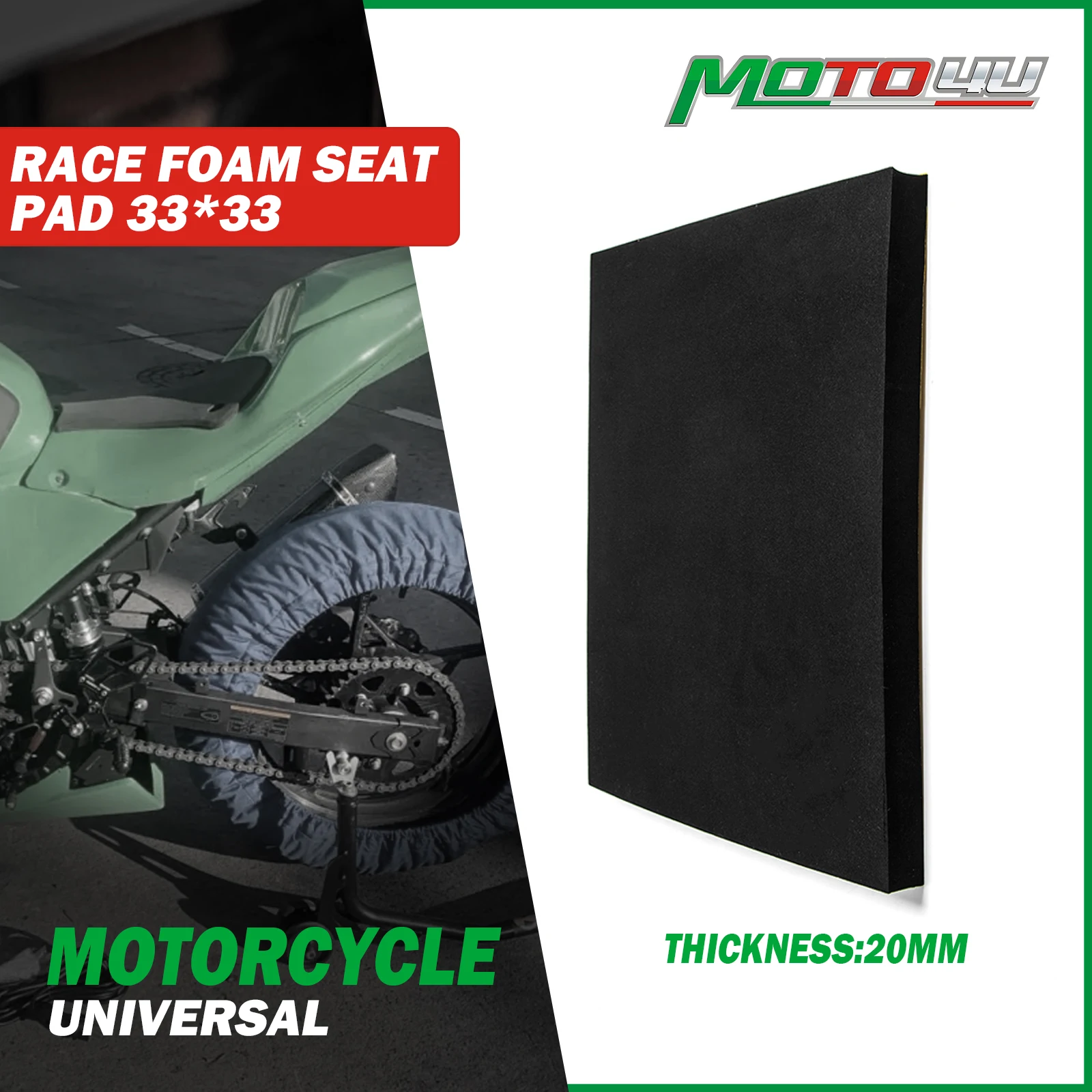 Motorcycle Race Racing Foam Seat Pad Adhesive 2cm Thick Black Universal Fit