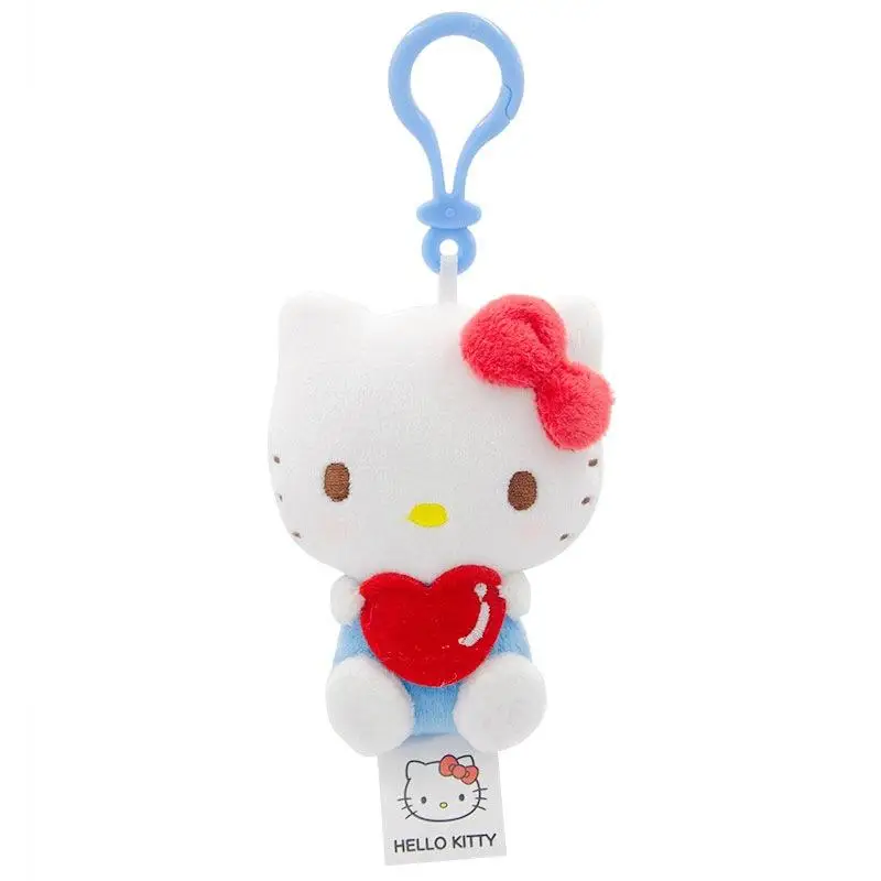 LLavero de muñeco de peluche de Hello Kitty de 10Cm, llavero de muñeco de amor Sanrio, llavero con colgante Kawaii de dibujos animados, bolso bonito para niña, regalo colgante