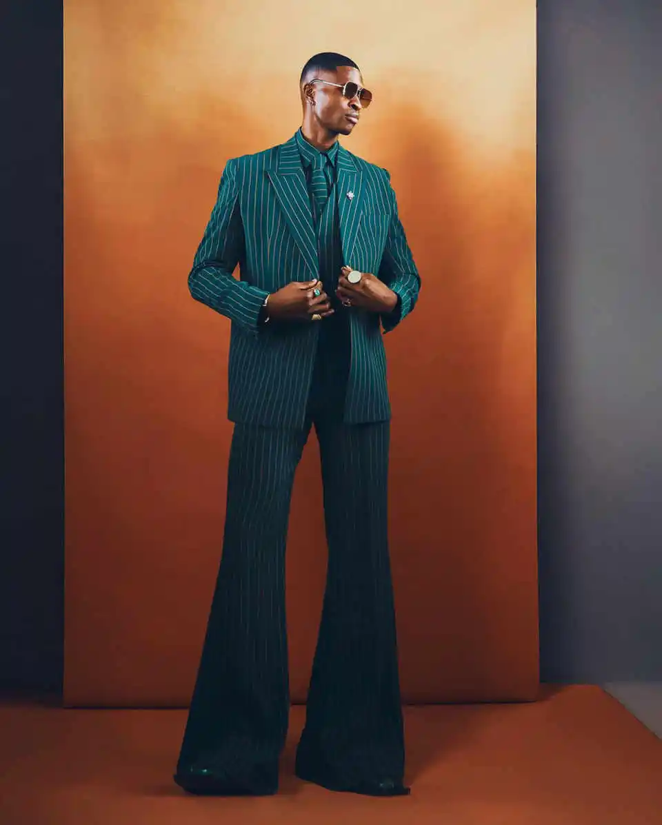 Moda gessato uomo abiti da sposa picco risvolto smoking sposo indossare 3 pezzi giacca pantaloni gilet festa serale aziendale personalizzato