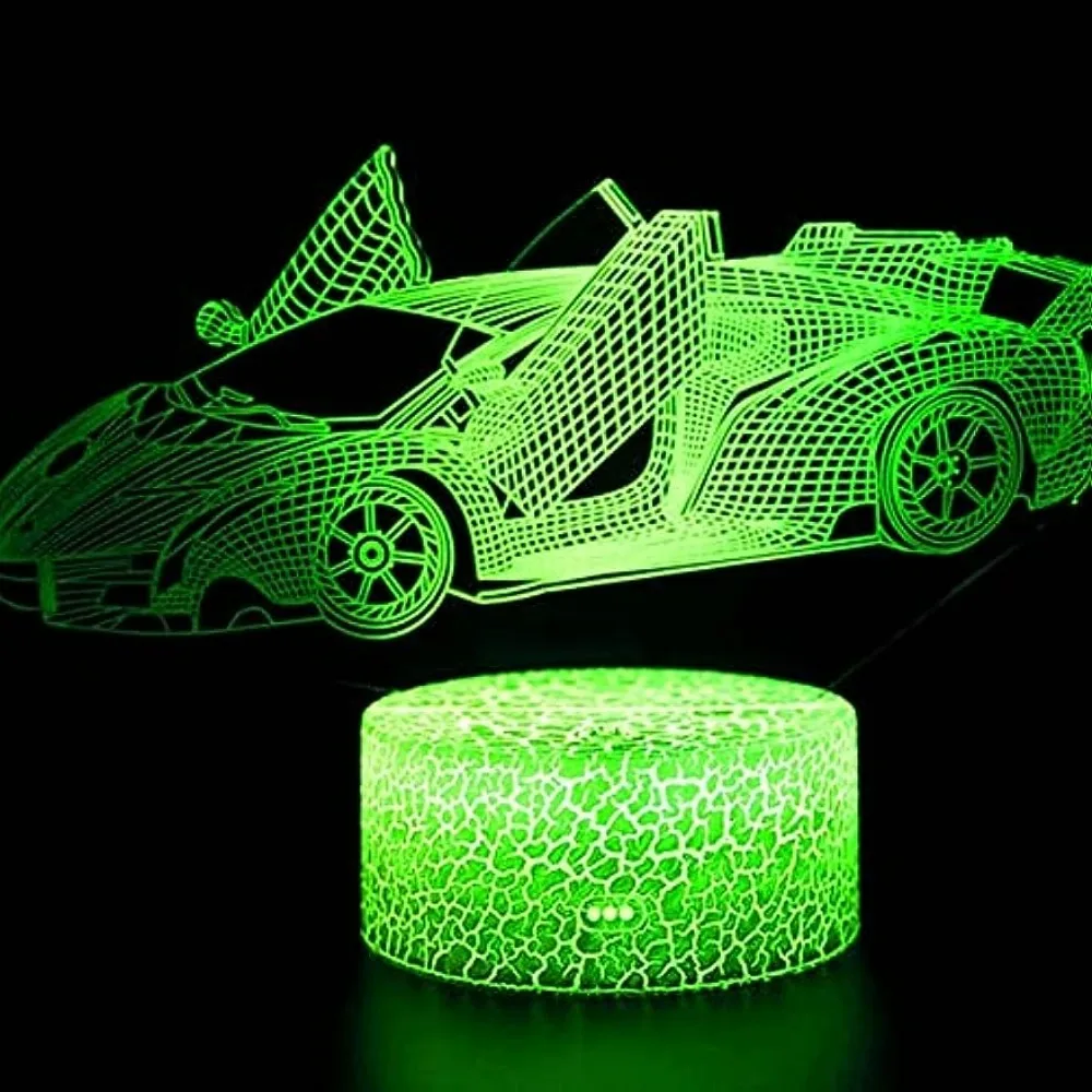 Nighdn lampada da notte per auto da corsa per bambini 7 colori che cambiano illusione visiva 3D luce notturna a LED regalo di compleanno di natale per ragazzi